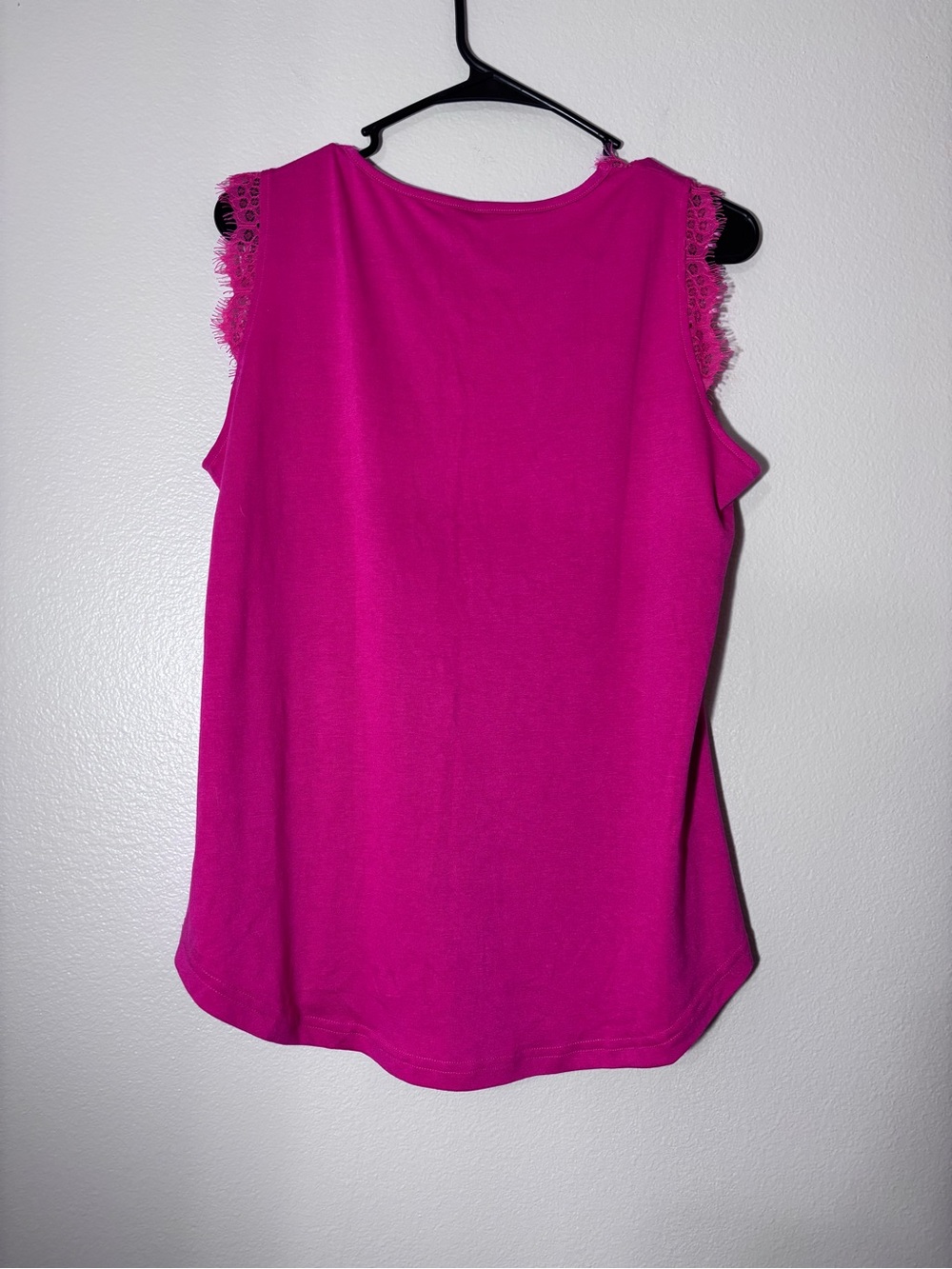 Sleeveless Lace-Trim Tank in Fuchsia